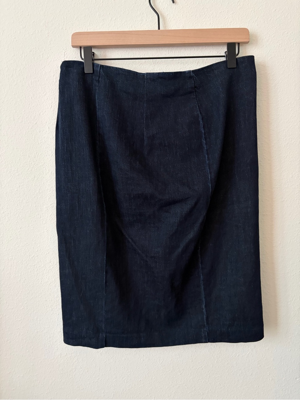 Lauren Ralph Lauren Denim Pencil Skirt Leather Trim Zipper Size 10 - Picture 3 of 8